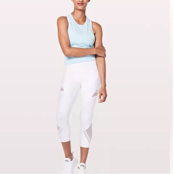 Lululemon Athletica Forget the Sweat Crop Leggings In White Size 6 - Picture 1 of 10